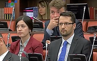 Kaltrina Selimi and Andreja Bogdanovski at the Macedonian Parliament